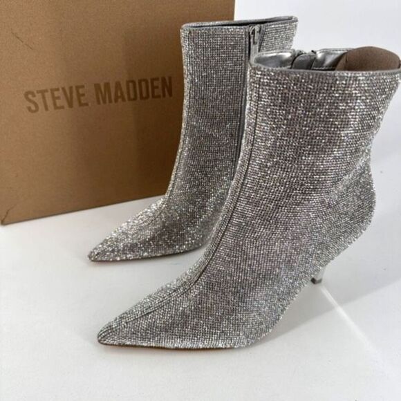 NIB Steve Madden Elysia Rhinestone Pointed toe Boot Bootie Size 9.5 Glitter Glam - Picture 14 of 16